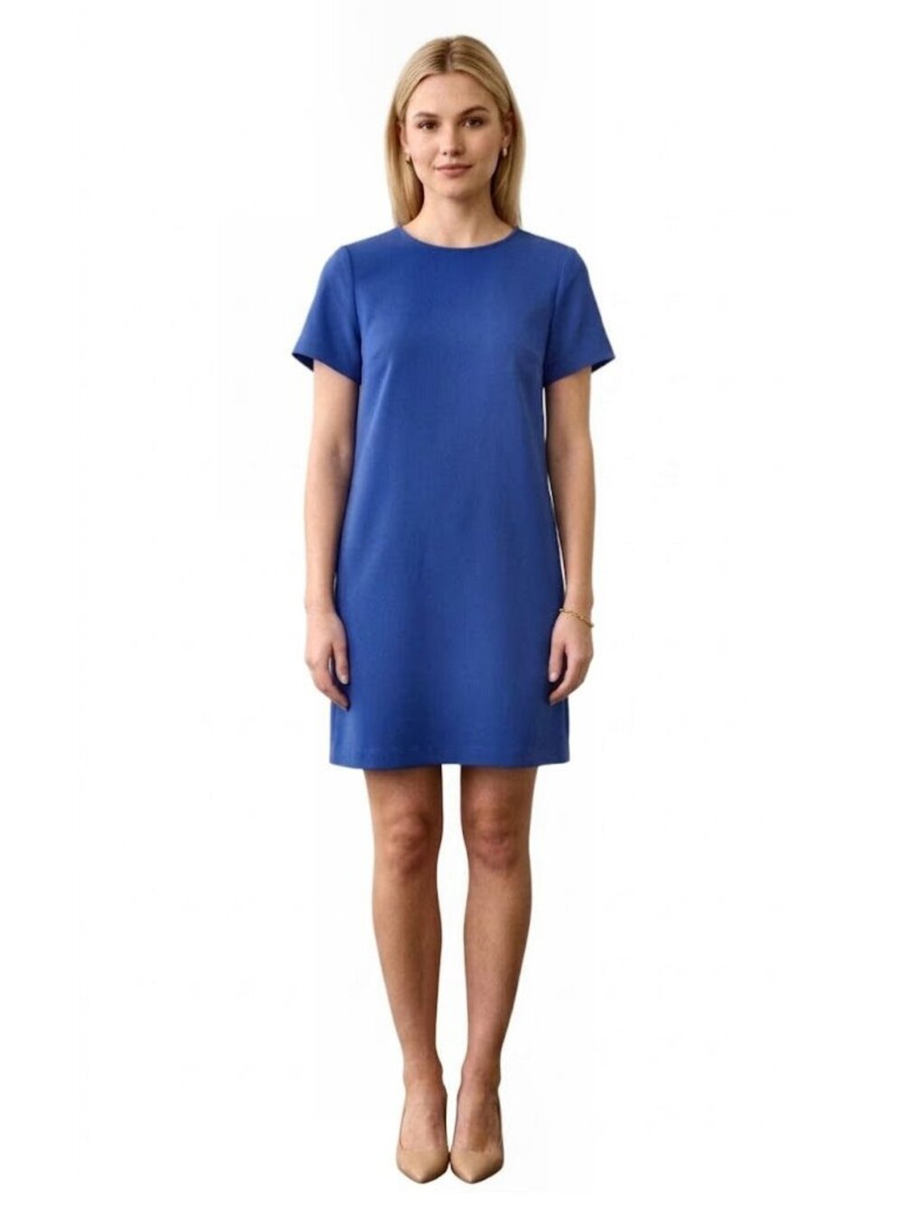 Felicity & Coco Short Sleeve Shift Dress, Cobalt Royal Blue, Womens Size XS